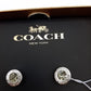COACH F54516 Silver Open Circle Stone Stud Earrings - New with Gift Box