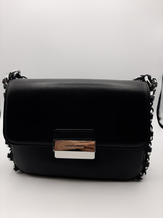 Michael Kors Piper 30S7SP1F3L Large Shoulder Flap Leather Bag - Black